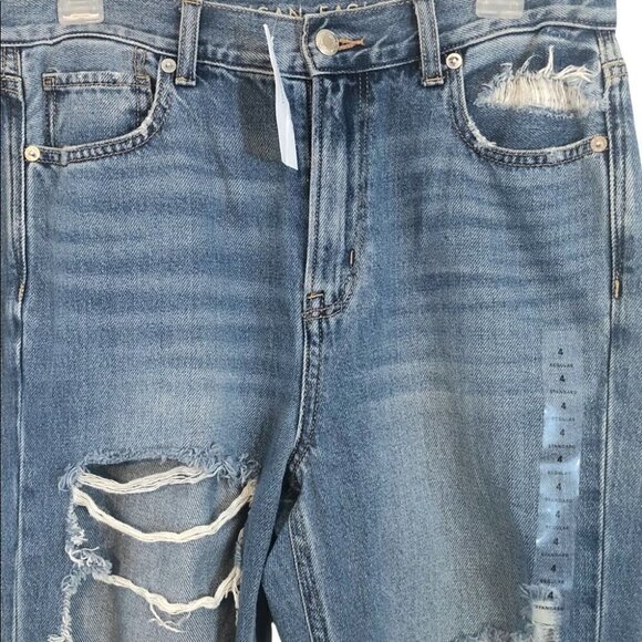 NWT American Eagle Mom  Jean #1460 Super Distessed Regular High Waisted Ladies 4 - Picture 4 of 16
